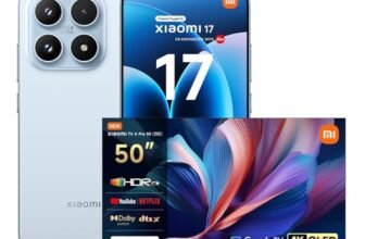 XIAOMI 17, Smartphone 12+512GB, Lenti Leica Summilux, Sensore Light Fusion 950, Batteria 6330 mAh, HyperAI, Ice Blue, Garanzia 2 anni+1 anno extra, Caricatore non incluso+TV A Pro QLED 50″