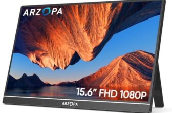 ARZOPA Monitor Portatile, Schermo Portatile 15.6″ 1920×1080 FHD IPS per Laptop con Cavalletto, Secondo Schermo Ultrasottile per Laptop/PC/Mac/PS3/4/5/Xbox – Connettività USB C e HDMI – A1