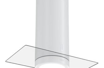 Klarstein Cappa Isola Sospesa per Cucina, LED, Flusso d’Aria 544m³/h, Candelabro, Filtri Antigrasso e Carboni Attivi, Sottopensile