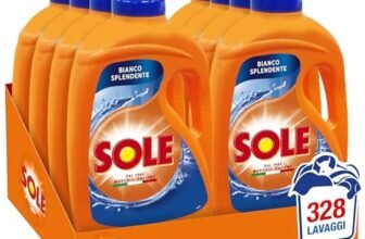 Sole Detersivo Lavatrice Liquido Proteggi Colore 328 Lavaggi, Formula Igienizzante, 8 Confezioni da 41 Lavaggi