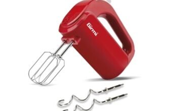 Girmi SB02 Sbattitore Elettrico, 170W, Sbattitori Inox per montare panna ed albumi, Funzione Turbo, Ganci Inox per impasti dolci e salati, 5 Velocità, Rosso