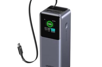 UGREEN Nexode Power Bank 20000mAh con Cavo Retrattile, Batteria Portabile Ricarica Rapida 165W Compatibile con iPhone 17 Pro Max Air/16/15 Serie, Galaxy S20, MacBook, laptop Dell etc