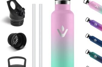 Vikastar Borraccia Termica, 750ml Senza BPA, Thermos per Bevande Calde, Acciaio Inox, Borraccia Termica 750 ml, a Prova di Perdite, Bottiglia Termica per Sport, Palestra, Ciclismo, Rosa & Verde