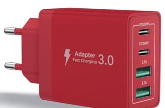 Caricatore USB C,40W 4-Porto Alimentatore USB Presa multipla Tipo C Ricarica Veloce Spinotto Multiplo Carica Cellulare Rapido Spina Caricabatterie per iPhone 16 15 14 13,Samsung Galaxy S21,Xiaomi