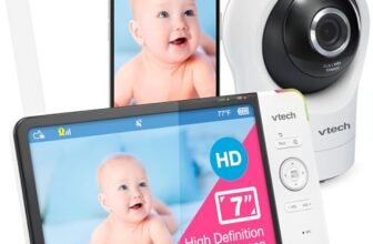 VTech RM7764HD Baby Monitor Video and Audio 1080P WiFi Remote Access, 7 Inch Baby Camera with HD Night Vision Screen, Relaxing Sound, Two-Way Talk and Temperature Sensor