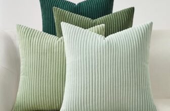 Topfinel Federe Cuscini 45×45 Arredo Divano Copricuscini 4 Pezzi Verde Chiaro Soggiorno Federe Arredamento Casa Moderni Elegante Morbido Resistente in Velluto a Coste con la Cerniera Invisibile