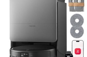 roborock Saros 20 Set Robot Aspirapolvere 36.000Pa, Supera Ostacoli da 8,8cm, Anti-Groviglio, Evita Oltre 300 Oggetti, Lavaggio Mocio con Acqua a 100°C, Nuovissima RockDock, Videochiamata, Hello Rocky