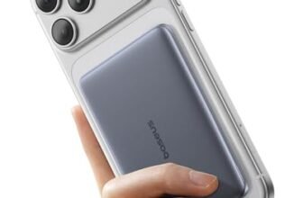 Baseus Picogo AM41 Power Bank, Ultra Slim 5000mAh Magsafe Powerbank, Ricarica Rapida PD 20W, Portatile, Magnetico Batteria Esterna Wireless con cavo USB C per iPhone 17/16/15/14/13/12, Grigio Spazio