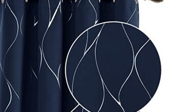 Deconovo Tende Oscuranti Termiche Isolanti Moderne per Interni con Occhielli 140x240cm Blu Navy 2 Pannelli