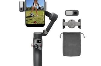 DJI Osmo Mobile 8 Combo Advanced Tracking stabilizzatore per smartphone, AI tracciamento nativo con audio e illuminazione, rotazione panoramica a 360°, manico telescopico e treppiede integrati