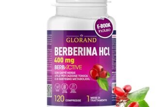 GLORAND Berberina 5 in 1, 120 Cps Vegane Con Cannella, Caffè Verde, Momordica, Zenzero, Cromo, Integratore Metabolico E Tonico