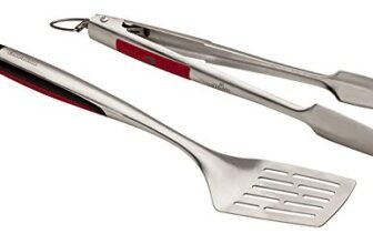 Char-Broil 140 543 – Set Utensili 2 Pezzi, con Impugnatura Confortevole, Acciaio Inox