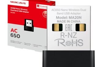 Mercusys TP-Link MA20N Adattatore WiFi USB Scheda di Rete, AC650 Nano Scheda, Dual Band, USB 2.0, WPA3,Plug & Play, Windows 11/10