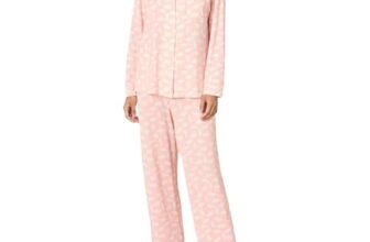 Amazon Essentials x Sofia Grainge Pigiama in Modal Elasticizzato con Pantaloni Lunghi e Maniche Lunghe Donna, Rosa Pallido Orsi Polari, M