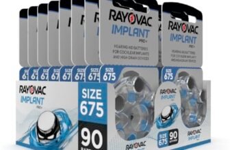 Hearing360 90 batterie per impianti cocleari Rayovac Implant Pro+ misura 675I, durata massima, compatibili con tutti gli impianti cocleari, pile senza mercurio e cadmio