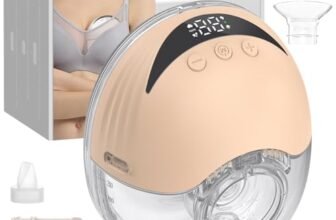 eSynic 210ML Tiralatte Elettrico Indossabile 4 Modalità 12 Livelli Display LED, Pompa per Allattamento Ricaricabile con Flange 19/21/24mm, Tira Latte Portatile Antiriflusso Senza BPA – Arancio Chiaro