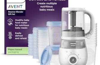 Philips Avent Steamer Blender Gift Set – EasyPappa 4 in 1, cuoci a vapore, frulla, scongela e riscalda facilmente le pappe, con vasetti e coperchi, SCF883/20