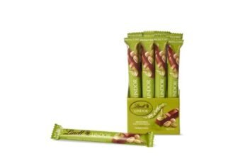 Lindt LINDOR Snack Cioccolato al Latte con Pistacchio, Formato 38g, 24 pezzi