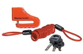 Master Lock 8303EURDPS Antifurto Moto Bloccadisco, Perno con Diametro 5.5 cm, Rosso