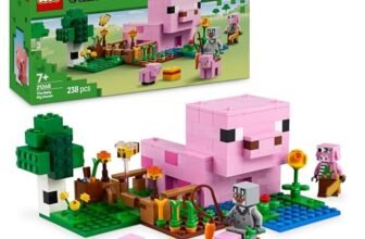 LEGO Minecraft La Casa del Maialino Giocattolo – Set di Costruzioni che Include una Figura Eroe, un Mob, una Fattoria e un Bioma della Foresta – Regalo per Gamer, Bambine e Bambini da 7 Anni – 21268