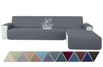 Ystyle Copridivano Impermeabile con Penisola 3 Posti (L 255 CM), Copri Divano Angolare Destra/Sinistra Universale Reversibile, Copridivani Chaise longue Antigraffio Antimacchia, Grigio