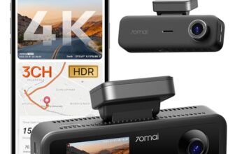70mai Car Dash Cam 4K 3 canali T800E, Tripla Telecamera Anteriore e Posteriore 4K+1080P+1080P, HDR, Visione Notturna IR, Modalità Parcheggio, F1.55, GPS, Supercondensatore, MicroSD non inclusa