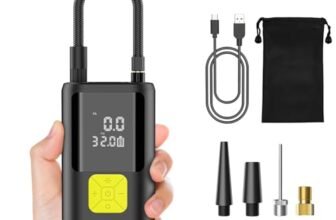 Ockwred 6000mAh Mini Compressore Aria Portatile Auto, 150PSI Gonfiatore Bici Elettrico con Schermo LCD Digitale e Torcia LED, Pompa Elettrica per Bicicletta, Auto, Moto, Monopattino, Palloni (Nero)