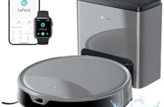 LEFANT M350 Robot Aspirapolvere Lavapavimenti con Mappatura Laser ToF, Corpo Ultra Sottile 7.9cm, 6000Pa, Svuotamento Automatico 75 Giorni, Ideale per Appartamenti, Grigio