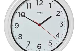 TFA Dostmann Orologio da parete per esterni impermeabile, 60.3078, analogico, resistente ai raggi UV, al quarzo, per piscina, terrazza, giardino, balcone, diametro 30,5 cm, bianco