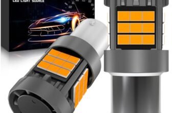 KATUR Lampadina 1156 BA15S LED, Canbus 500% luminosità 3000LM Giallo Ambra con Ventola di Raffreddamento Lampadine LED 7506 P21W 1141 Indicatori di Direzione, 2PCS