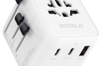 5 in 1 Adattatore Universale da Viaggio,Presa Universale da Viaggio con 1 USB A,2 USB C,1 Universale Presa,1 US/JP Presa,Adattatore Spina Internazionale per Italia UK US Australia Tailandia Messico