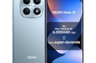 XIAOMI Redmi Note 15, Smartphone 8+256GB, Batteria da 6000 mAh, Resistenza all’acqua, Fotocamera super nitida da 108 MP, Display FHD+ da 6,77″, Blu Ghiacciaio, Garanzia 2 anni, Caricatore non incluso