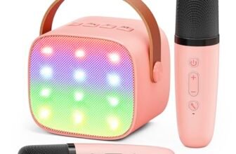 Ankuka Karaoke per Bambini Karaoke con Microfono Karaoke Cassa Bluetooth con 2 Microfoni, Regalo Bambina Giochi Bimba Regalo Compleanno per 3, 4, 5, 6, 7, 8, 9,10,11,12+ Anni (Rosa)