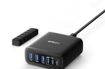 Anker Caricatore USB C 112W, Stazione di Ricarica a 6 Porte con Uscita da 112 W, per iPhone 17 Pro Max Air/Serie 16-12, Samsung S25 Ultra, MacBook Air, Pixel, iPad e altri modelli (cavo non incluso)