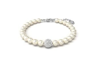 Swarovski Strand Swarovski Remix Collection, Crystal Pearl, Bianco, Placcato rodio