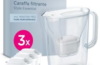 BRITA Caraffa filtrante Style Essential White (2,4L) incl. 3x MAXTRA PRO PURE PERFORMANCE che riduce cloro, calcare, PFAS e metalli – Adatta alla porta del frigorifero, con indicatore LED