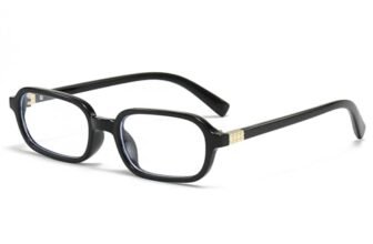 LJCZKA Occhiali Luce Blu Rettangolo per Donna Uomo, Montatura Occhiali da Vista Piccolo Quadrati Anti Affaticamento per Computer Gioco Lettura (Nero)