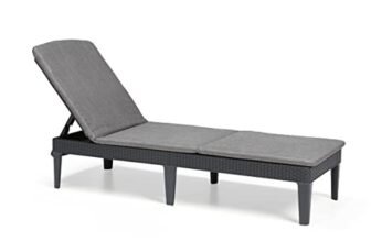 Keter Sdraio Prendisole da Esterno Jaipur, Ideale per Piscina, Terrazzo e Giardino, Schienale Reclinabile, Dotato di Cuscino, Colore Grafite, 58×187.5x29H cm