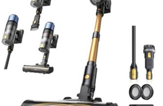 Proscenic P15+ Aspirapolvere Senza Fili, 600W/70 Min/55Kpa Scopa Elettrica Senza Fili Potente, Asta Telescopica Regolabile e Design Autoportante, Tecnologia GreenEye, per Pavimenti/Tappeti