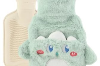 FYting Borsa Acqua Calda Peluche,800ml Borsa DellAcqua Calda,Cappotto Rimovibile, Riscalda e Allevia Il Dolore, Adatto a Bambini, Fidanzate, Famiglia, Per Natale,Compleanno(Gli elfi Verdi)