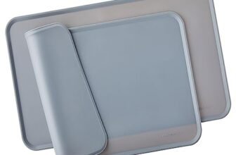 Amazon Basics tappetino sottociotola per animali domestici, impermeabile, in silicone – 47 x 29 cm, Grigio (confezione da 2), Tinta unita