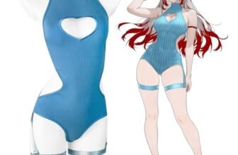 KORURACLUB Body Sexy da Donna Senza Schiena Hollow Body nero Sexy Vestito da Club Rave Costume Cosplay Lingerie (Bleu, XS-M)