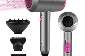Faszin Ascigacapelli Professionale, Phon Capelli con Motore AC Phone Capelli con 3 Impostazioni di Temperatura, Pulsante Aria Fredda, 1 Diffusore e 2 Concentratori per Molte Acconciature