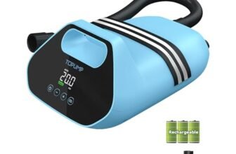 TOPUMP Pompa Elettrica SUP TPS300, Pompa SUP ad Alta Pressione 20 PSI, 96,2 Wh, Type-C, Auto-Spento Compressore Ricaricabile Portatile Gonfiaggio e Sgonfiaggio a Due Stadi