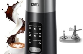 DREO Montalatte Elettrico, 8-in-1 Montalatte per Latte, Cappuccino, Cioccolata Calda, 270ml Milk Frother in Acciaio Inossidabile per Schiuma Calda e Fredda, LED, Facile da Pulire