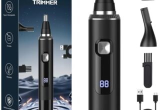 Brigin Tagliapeli Naso e Orecchie Professionale Indolore,Tagliapeli per Naso IPX7 impermeabile e facile da pulire,Ricaricabile USB Rasoio Professionale Trimmer