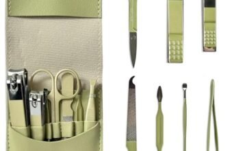 LAC FOR YOU Set Manicure 7 Pezzi – Kit per Unghie e Pedicure Professionale per Donna e Uomo, Set da Viaggio – Verde