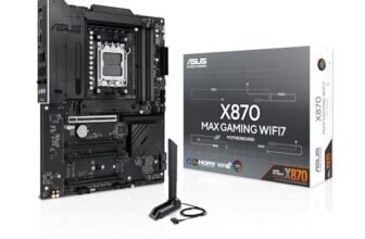 ASUS X870 MAX GAMING WIFI7, Scheda Madre AMD ATX, 12+2+1 Stadi di Alimentazione, Slot DDR5, Tre Slot M.2, PCIe 5.0, WiFi 7 con Q-Antenna, Ethernet Realtek 2,5Gb, HDMI, USB4 con USB-C, Aura Sync