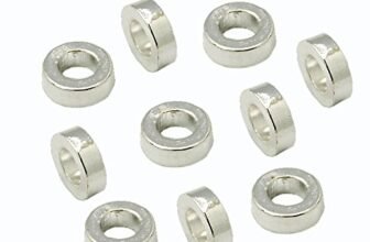 Perlin Perline in metallo, distanziatori per anelli, parti intermedie, 40 pezzi, 6 mm (argento)