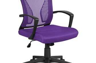 Yaheetech Sedia da Ufficio Scrivania Ergonomica Girevole con Braccioli e Ruote Direzionale in Rete Traspirante Reclinabile Altezza Regolabile Portata 136 kg Viola